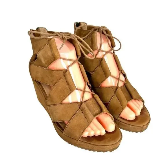 EILEEN FISHER Dibs 3 Inch Wedge Sandal in Tan Women's Size 9.5 - Picture 6 of 11